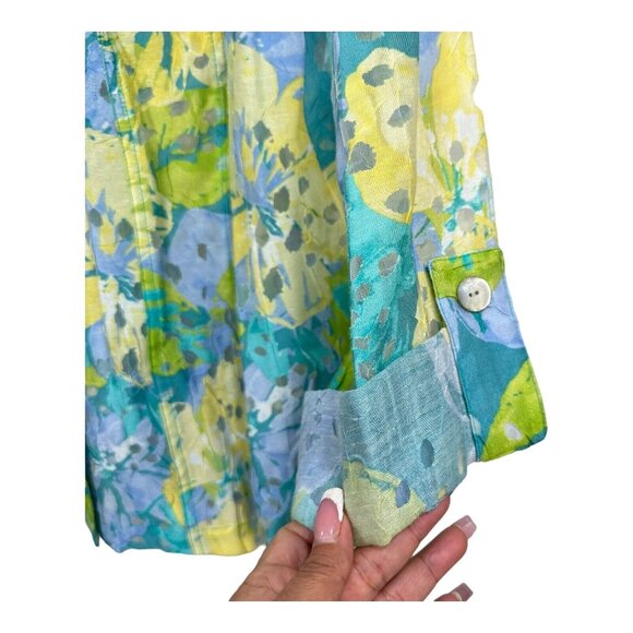 Ruby Rd. Favorites Women SZ 22W Burnout Blue Floral Jacket Top Adj Sleeve - Picture 9 of 10